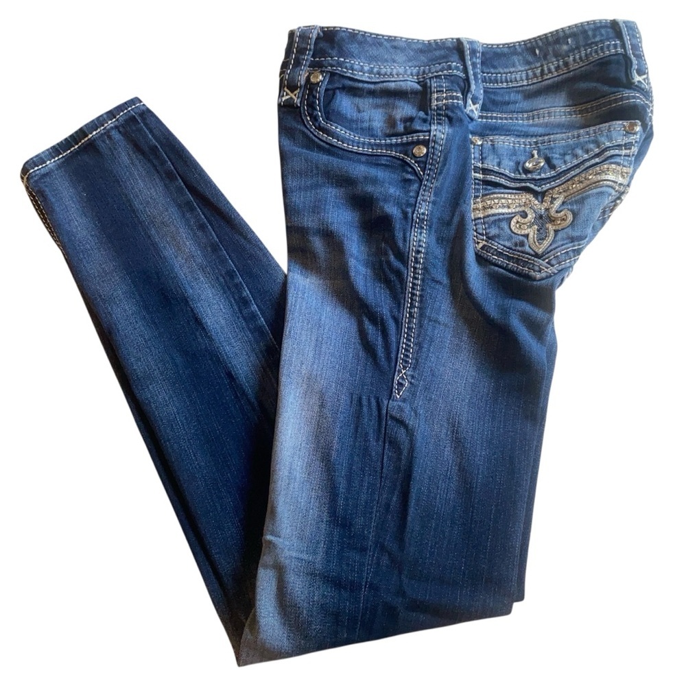 Rock Revival Skinny Jeans Women’s Size 26 Embellished Flap Pockets - Picture 2 of 12